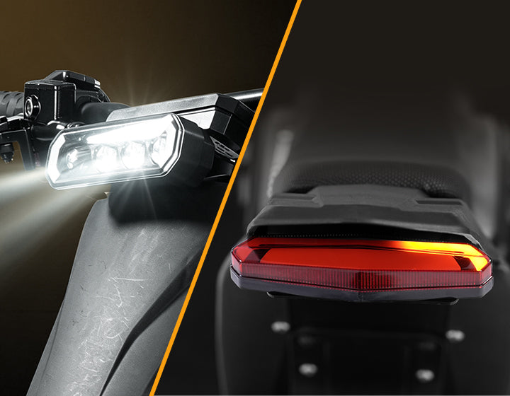 LED Headlight + Rear Brake Light. See and Be Seen