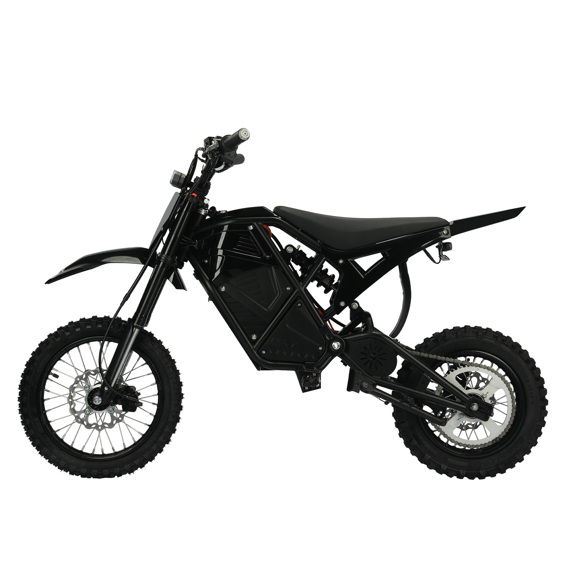 Black KOVO Nova Mini electric dirt bike side view