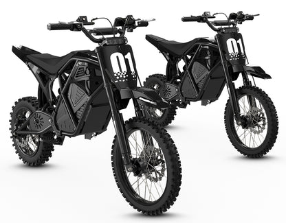 Double Black KOVO Nova Mini electric dirt bike front view