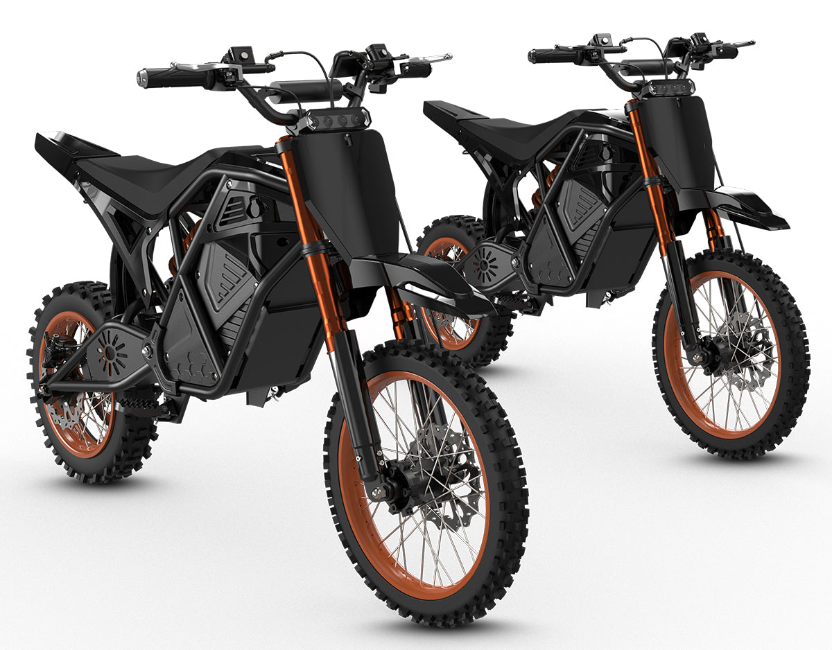 Double Orange KOVO Nova Mini electric dirt bike front view