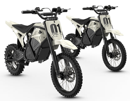 Double White KOVO Nova Mini electric dirt bike front view