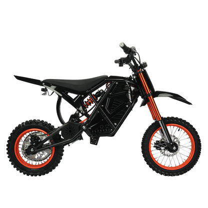 Orange KOVO Nova Mini electric dirt bike side view