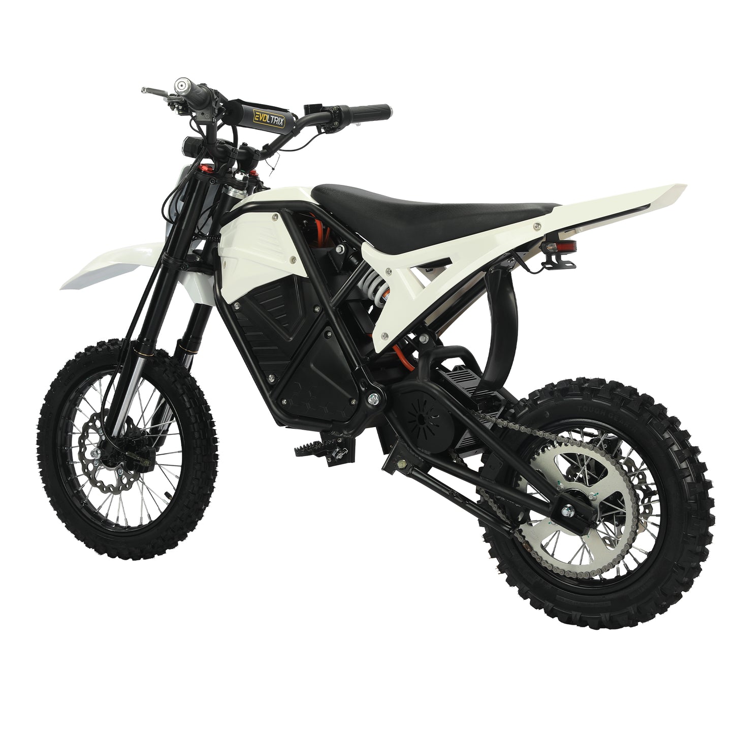 White KOVO Nova Mini electric dirt bike side view
